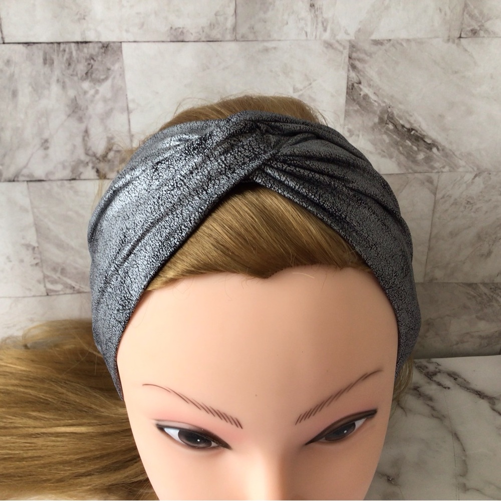 Twisted faux leather fabric, crackle fabric turban headband.
